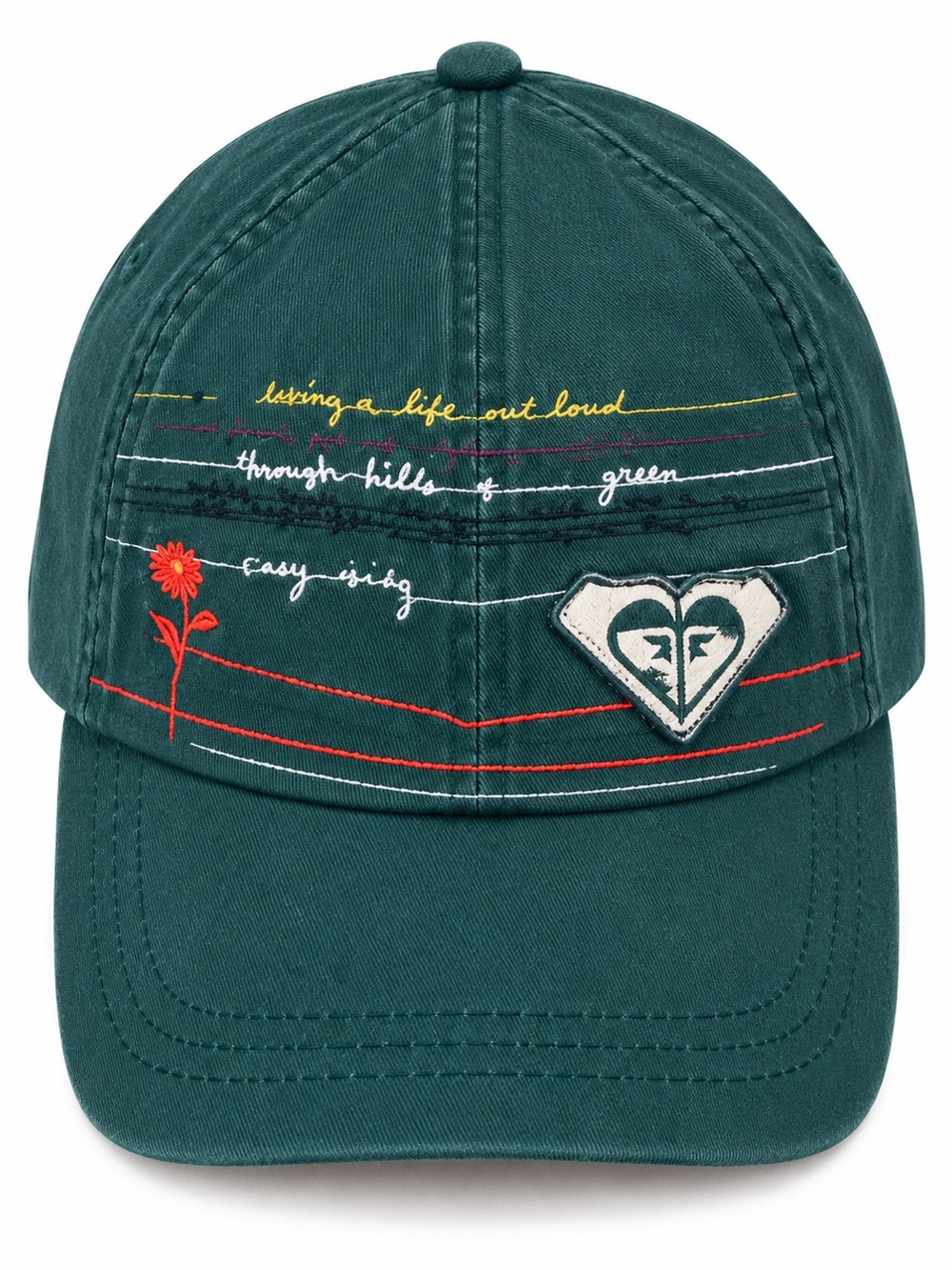 Roxy Women’s Embroidered Logo Baseball Cap Green Coastal Surf Hat